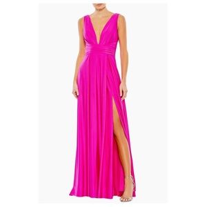Mac Duggal Jersey Plunge Neck Evening Gown
